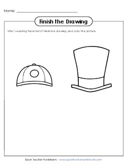 Hats Finish The Drawing Worksheet