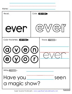 Worksheet 1: Ever Free Sight Words Individual Worksheet