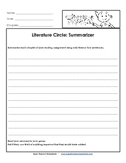 Lit. Circles: Summarizer Book Chocolate Touch Worksheet