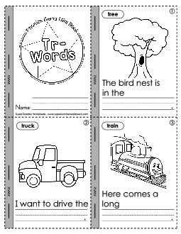 Mini-Book: Tr- Words Phonics Blends Worksheet