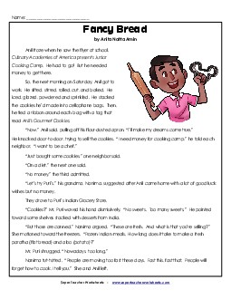 Fancy Bread 5th Grade Reading Comprehension Worksheet