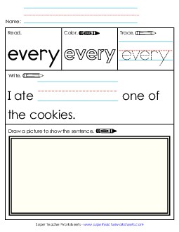 Worksheet 3: Every Free Sight Words Individual Worksheet