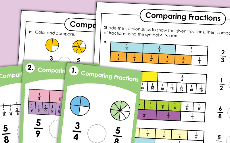 comparing ordering fractions worksheets