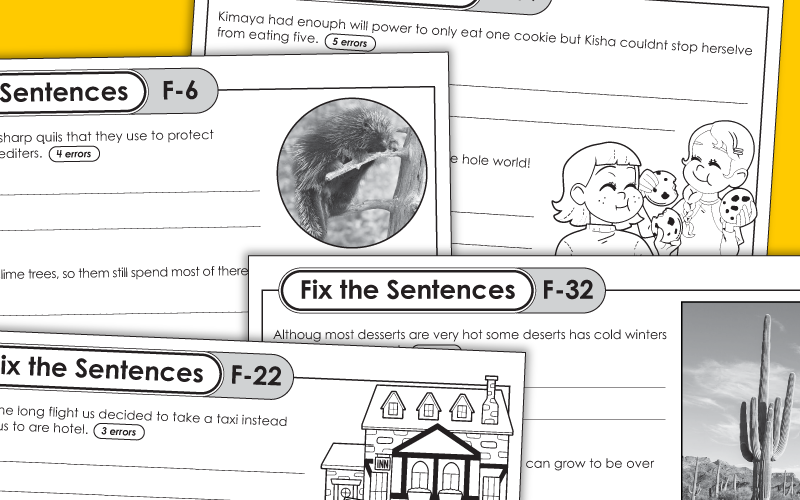 6th Grade Fix the Sentences Worksheets