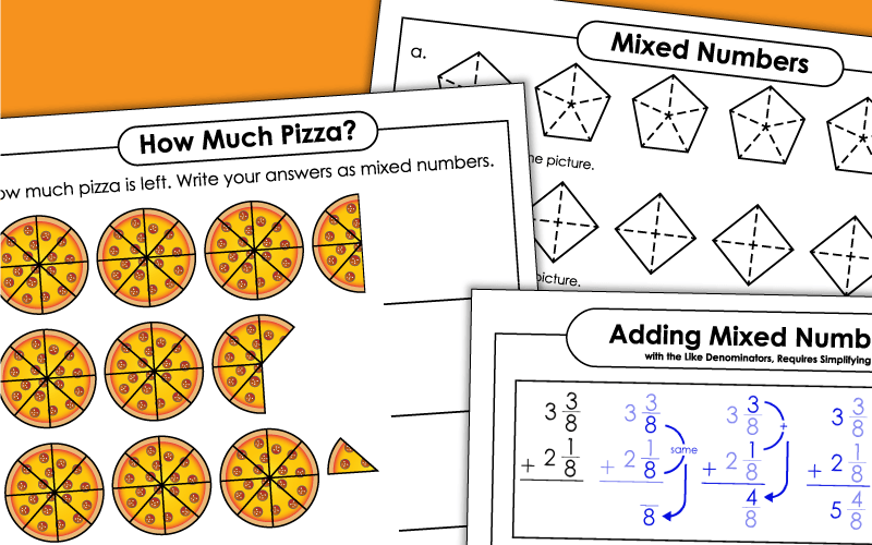 mixed number worksheets