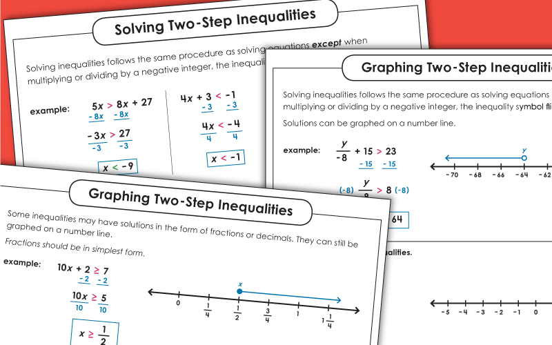 inequalities two step Worksheets