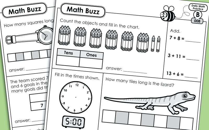 daily math review worksheets math buzz level b