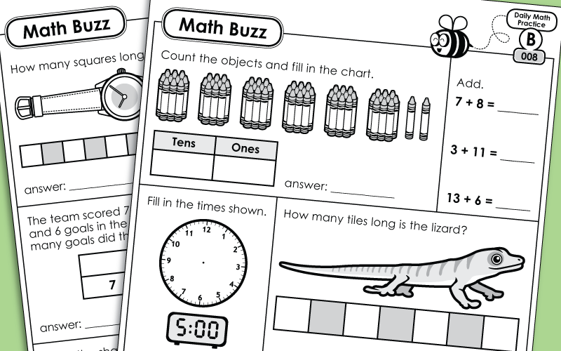 Daily Math Review Worksheets Math Buzz Level B