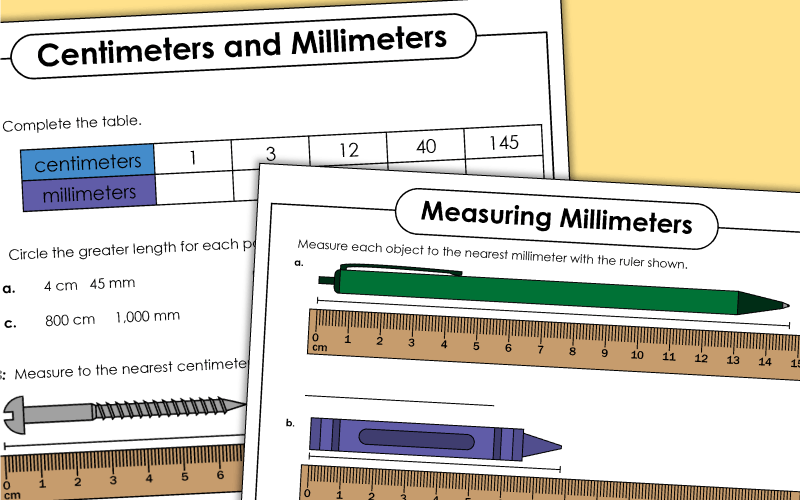 Metric Measurement Worksheets Centimeters Cm And Millimeters Mm