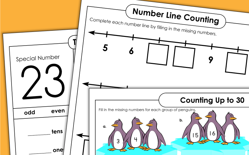 Numbers and Counting up to 30 Worksheets