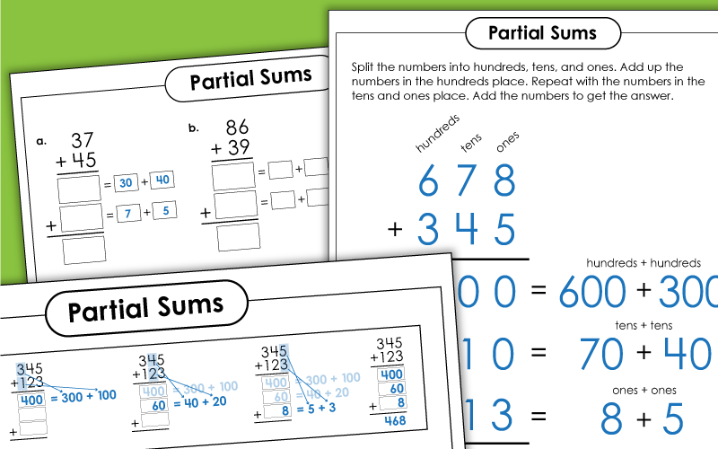 Partial Sums Worksheets