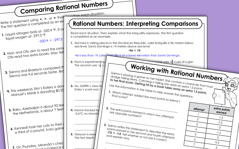 Rational Numbers Worksheets