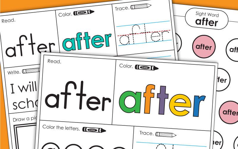 Sight Word Worksheets: After