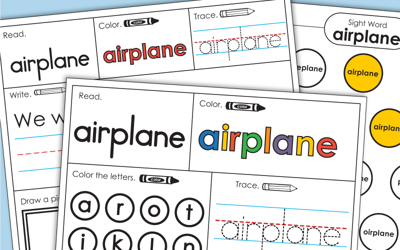 Sight Word Worksheets: Airplane
