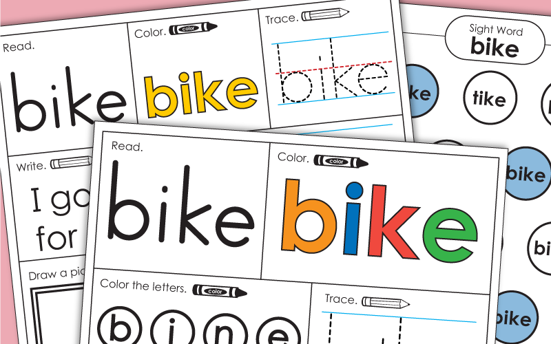 Sight Word Worksheets: Bike