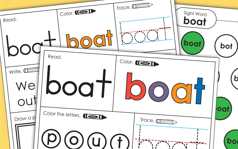 Sight Word Worksheets: Boat
