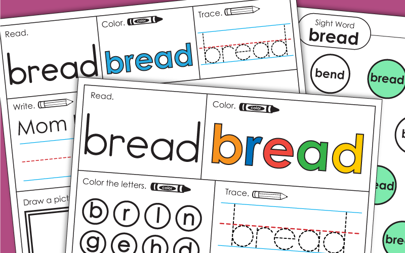 Sight Word Worksheets: Bread