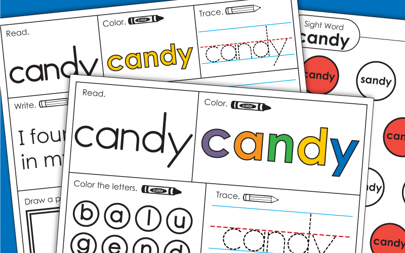 Sight Word Worksheets: Candy