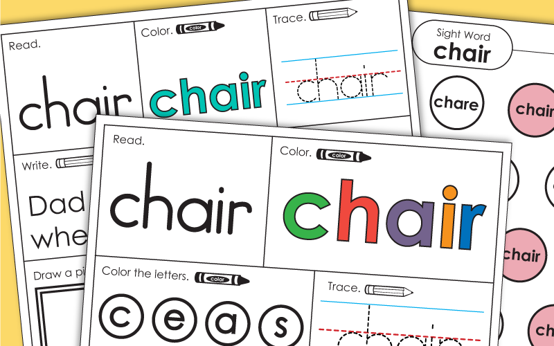 Sight Word Worksheets: Chair