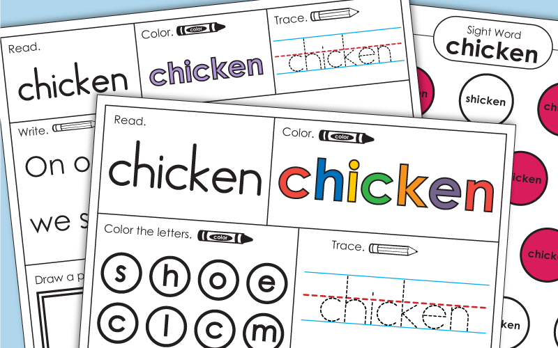 Sight Word Worksheets: Chicken
