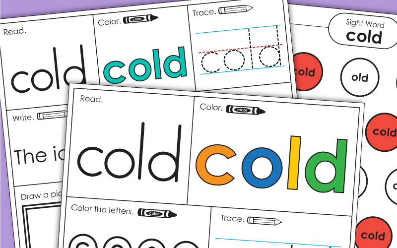 Sight Word Cold Worksheets 