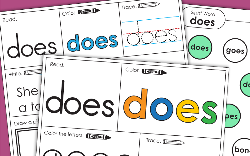 Sight Word Worksheets: Does