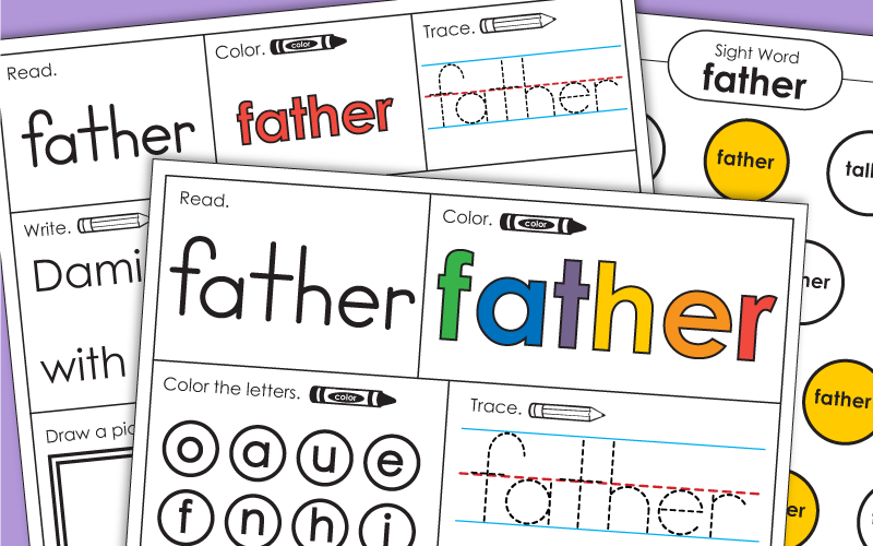 Sight Word Worksheets: Father