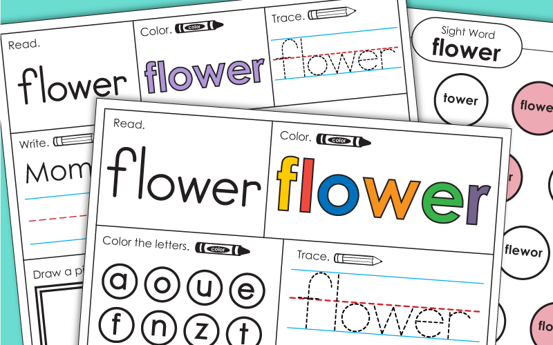 Sight Word Worksheets: Flower