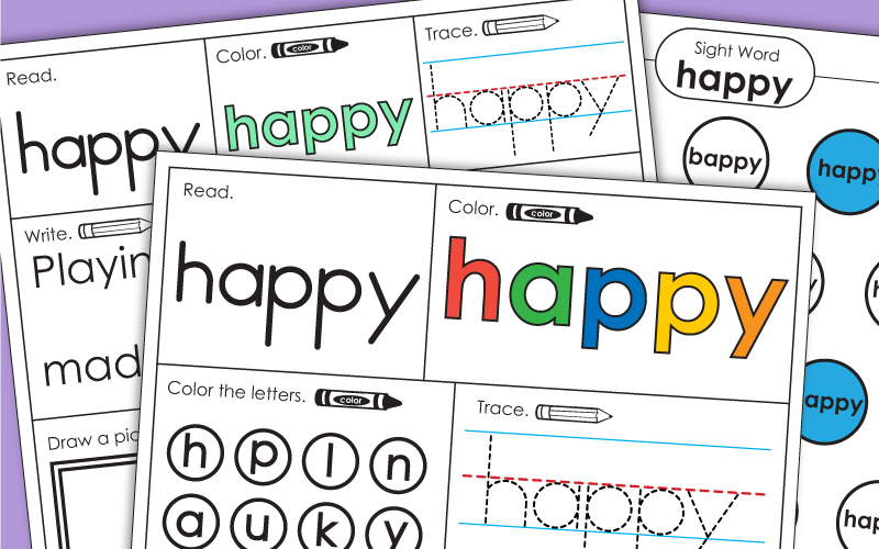 Sight Word Worksheets: Happy