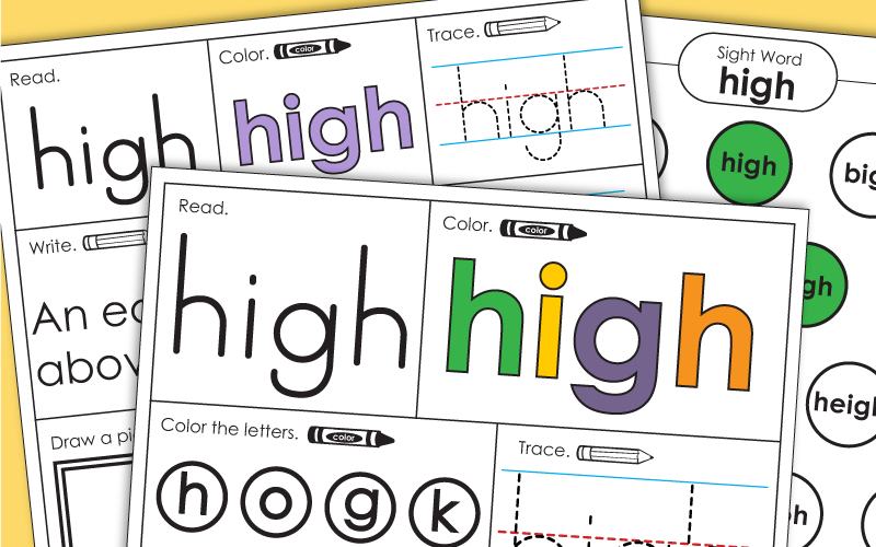 Sight Word Worksheets: High