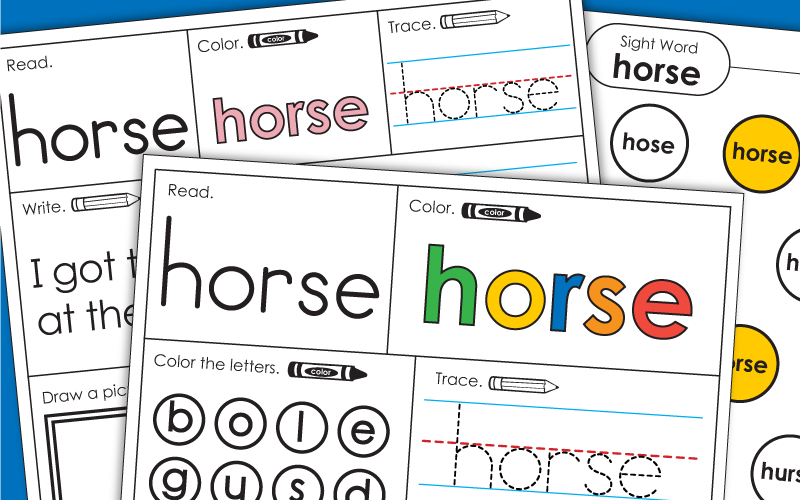 Sight Word Worksheets: Horse