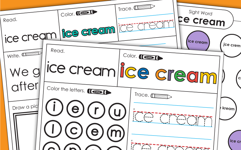 Sight Word Worksheets: Icecream