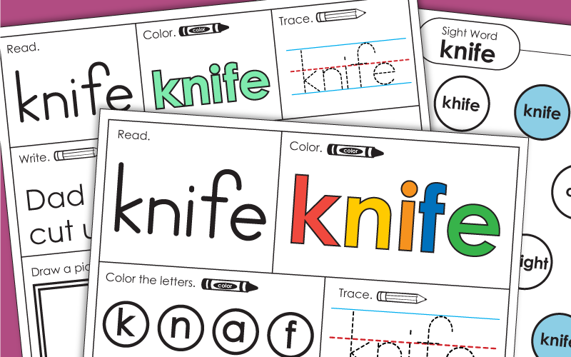 Sight Word Worksheets: Knife