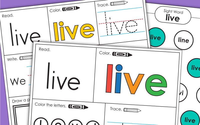 Sight Word Live Worksheets 