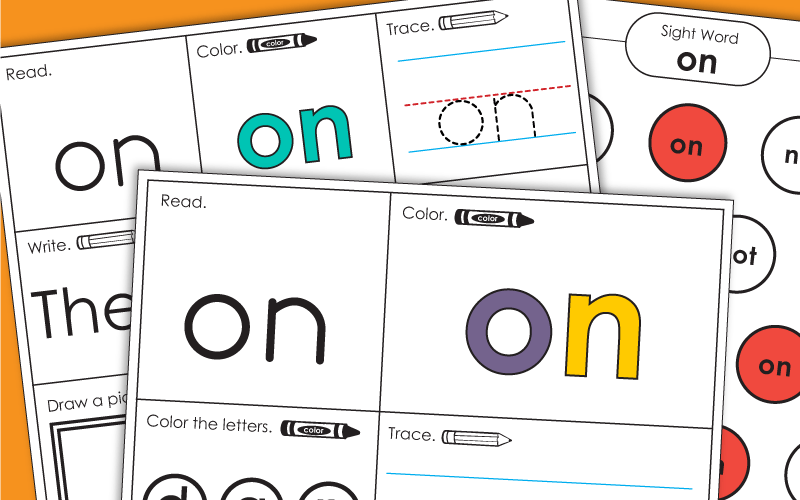 Sight Word Worksheets: On