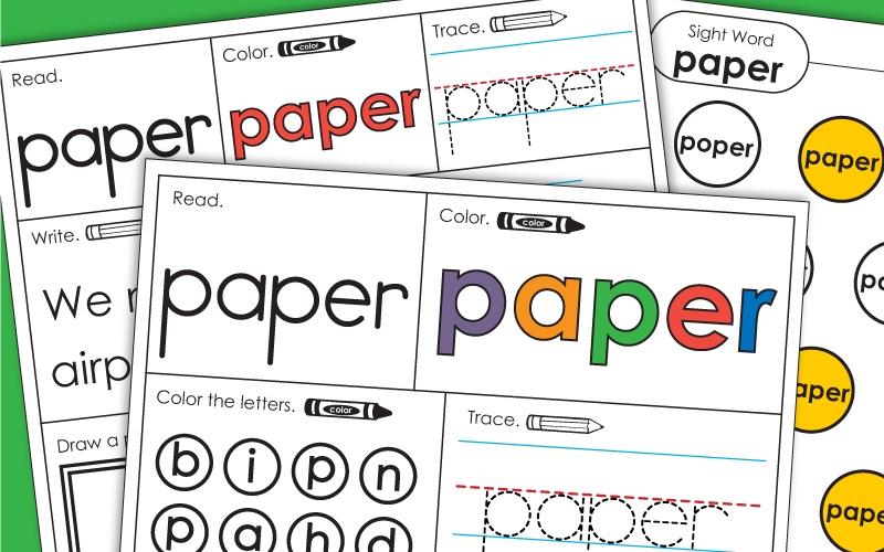 Sight Word Worksheets: Paper