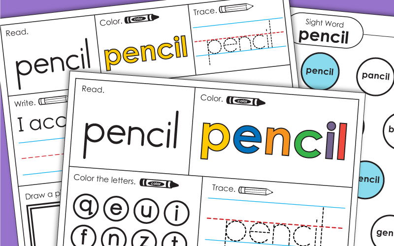 Sight Word Worksheets: Pencil