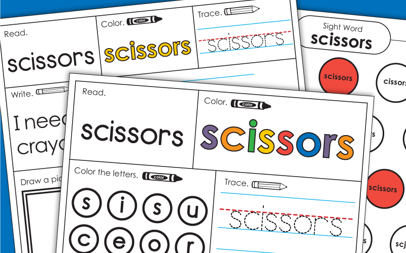Sight Word Worksheets: Scissors