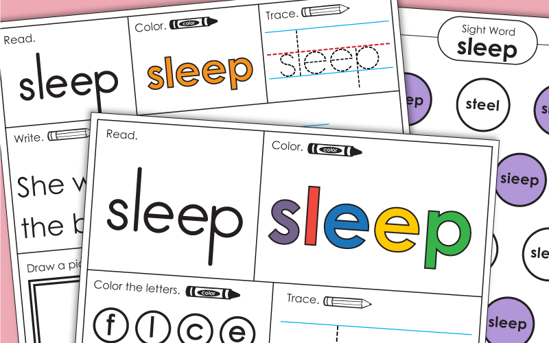 Sight Word Sleep Worksheets 