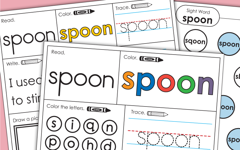 Sight Word Worksheets: Spoon