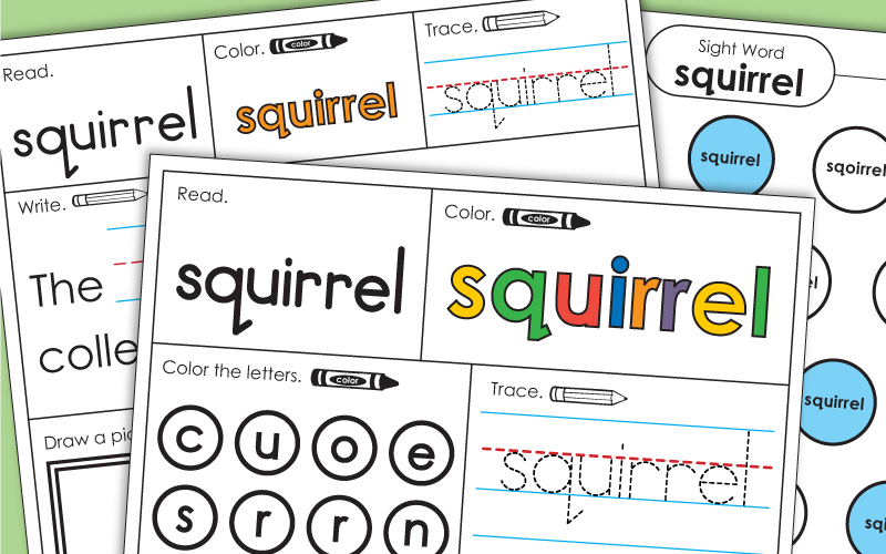 Sight Word Worksheets: Squirrel