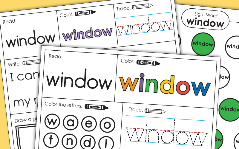 Sight Word Worksheets: Window