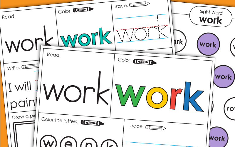 sight word work worksheets