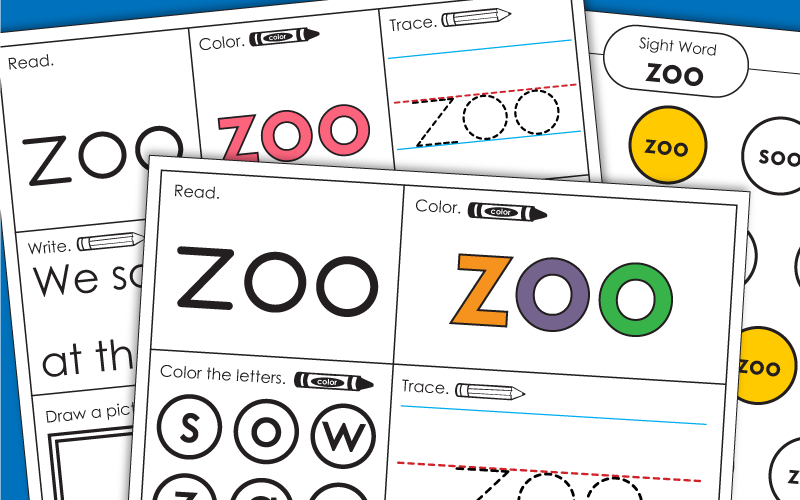Sight Word Worksheets: Zoo
