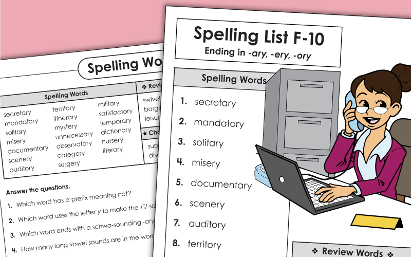 6th Grade Spelling Printables