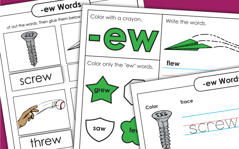 Word Family Activities ew Words 