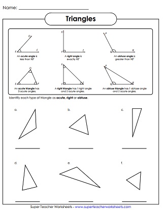 angle types acute obtuse right worksheets