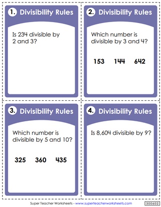 Divisibility Rules Worksheet