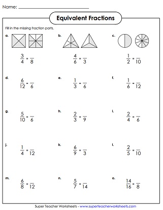 equivalent fractions simplifying fractions worksheets