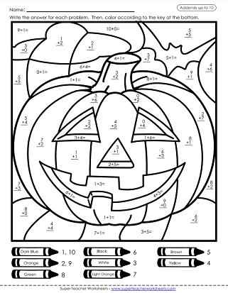 kindergarten halloween themed math worksheets